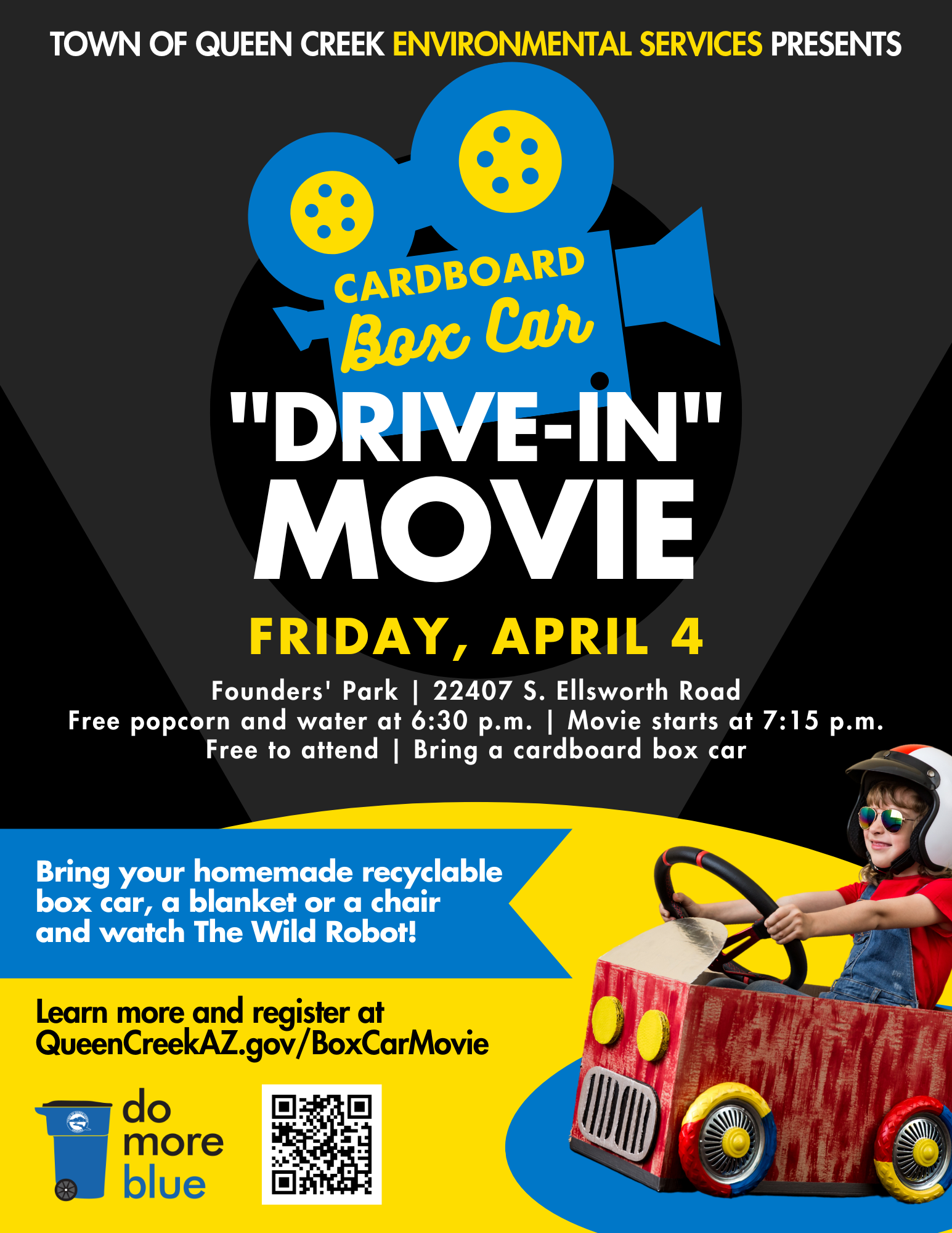 Register for our Free Cardboard Box Car “Drive-in” Movie on April 4