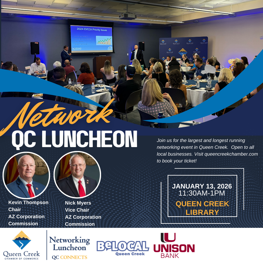 Queen Creek Chamber of Commerce Announces January Network QC Luncheon Featuring Arizona Corporation Commission Chair and Vice Chair